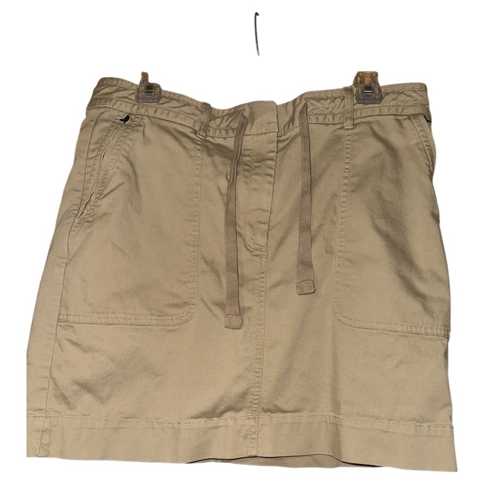 Banana Republic Chino Utility Mini Skirt Tan Zip Pockets 12 Tan Stretch Travel